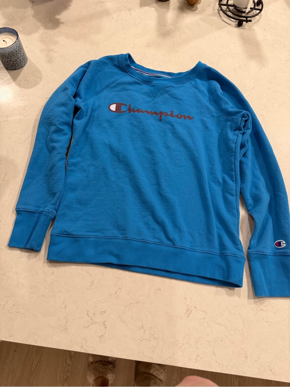 Champion Bright Blue Crewneck Sweatshirt with Logo